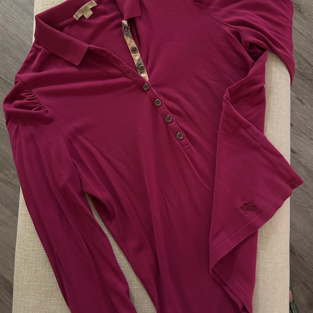 Women's Pink Long Sleeve Polo Shirt